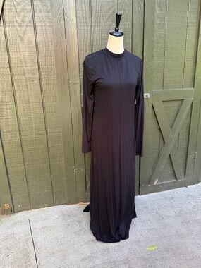Old Navy Black Long-Sleeve Maxi Dress with High Neck